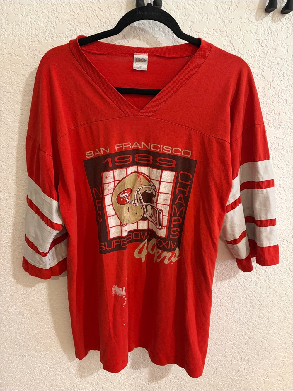 San Francisco 49ers Red Vintage-Inspired Football Jersey Tee